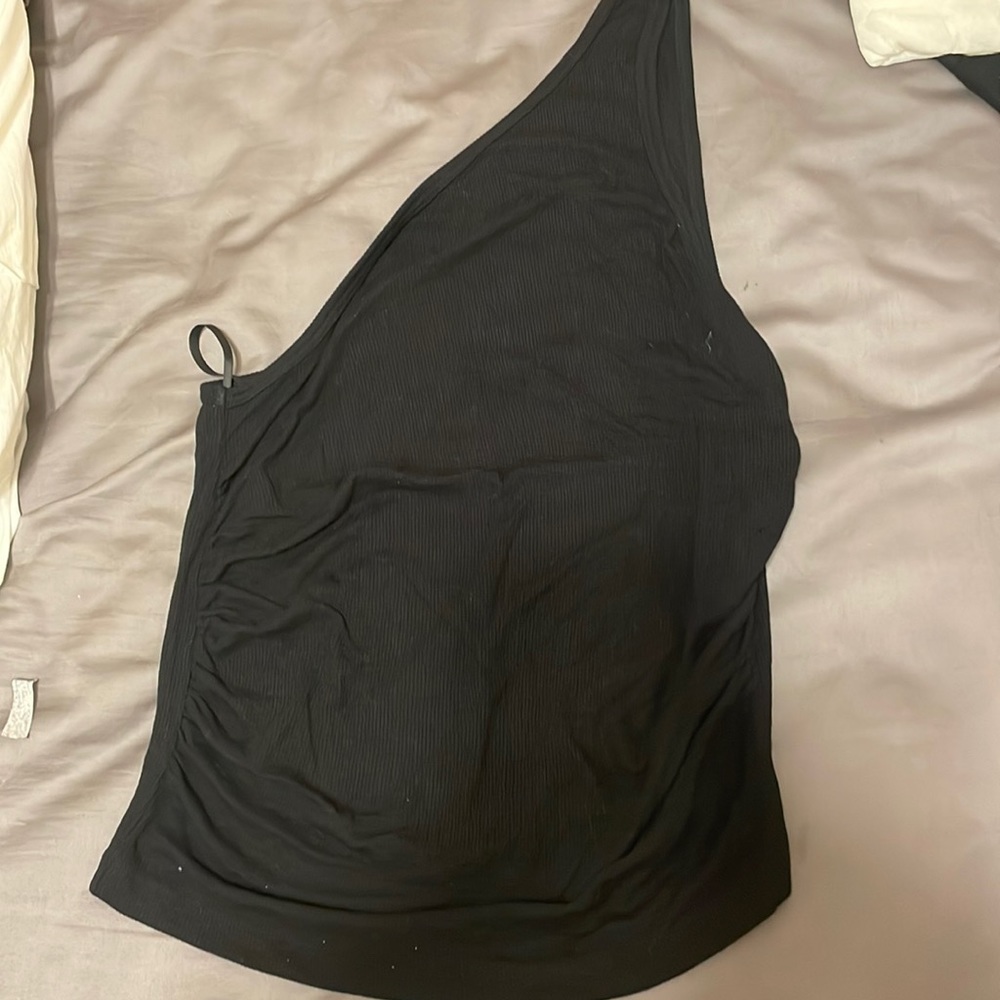 SUPER SOFT LNA BLACK OFF CINCHED OFF THE SHOULDER TANK